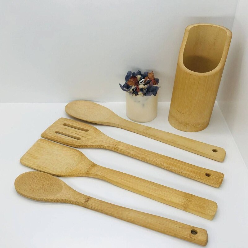 5 PIECES WOODEN SPATULA WOODEN  COOKING SPOON WOODEN UTENSILS