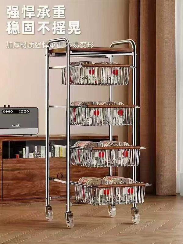 5LAYERS STAINLESS STEEL HIGH-END HOME STORAGE WITH BASKETS & WHEELS