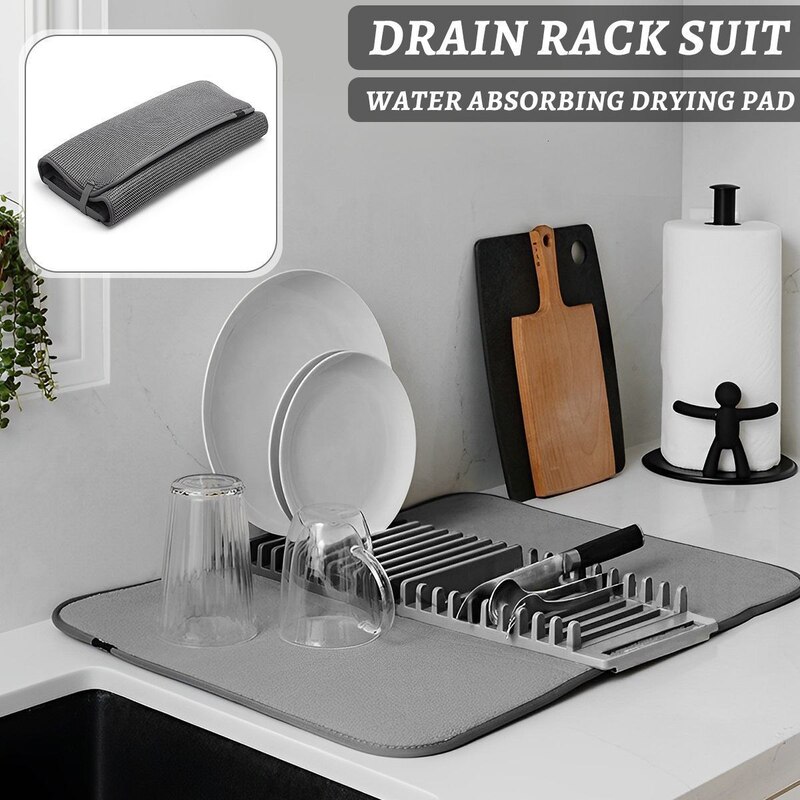 FOLDABLE WATER ABSORBING PLATES DRYING PAD WITH RACKS