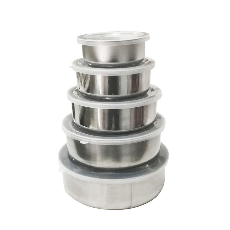 5IN1 STAINLESS STEEL MIXING BOWLS WITH COVER 5 PIECE STAINLESS STEEL BOWLS