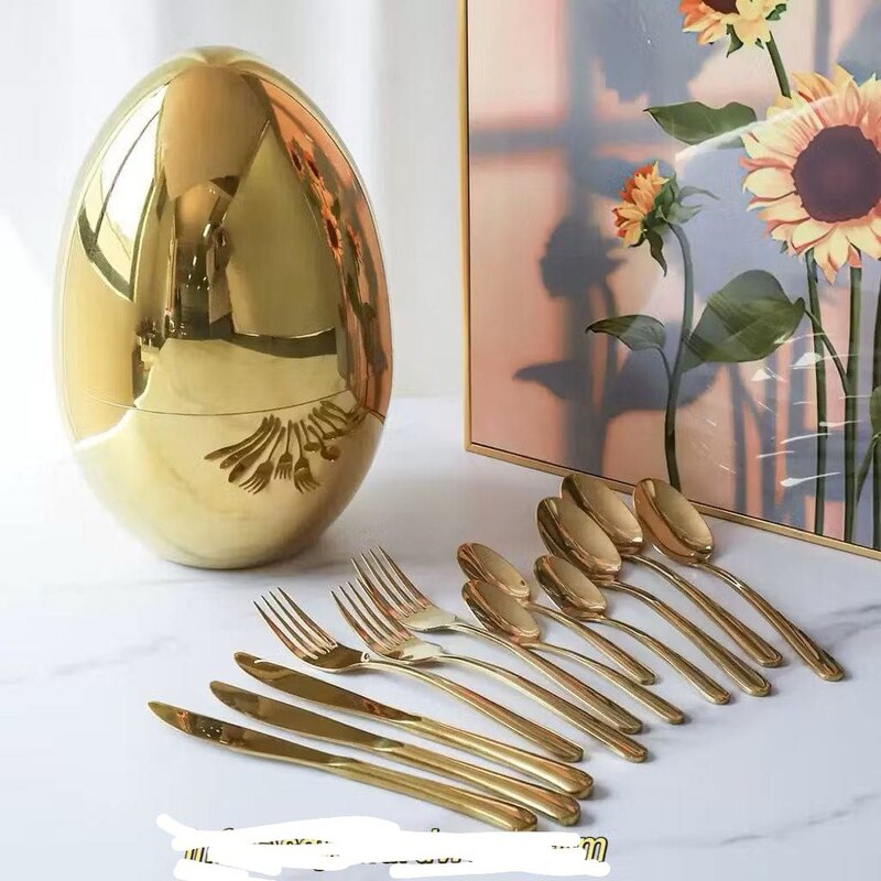 HIGH QUALITY EGG SHELL CUTLERY STORAGE WITH 24PIECES CUTLERIES