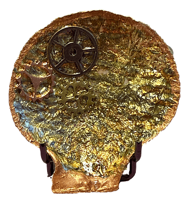 Gold Foil Gears Sea Shell Ornament