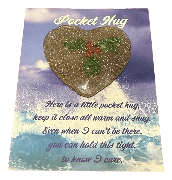 Sparkling Gold Holly Leaves Pocket Hug