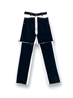 Front back panel tiered jeans