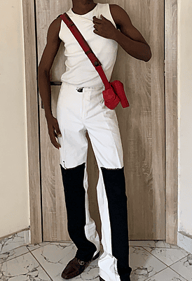 Front back panel tiered jeans