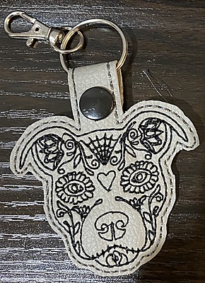 Embroidered Faux Leather Dog Keychain: Customizable Pet Tag