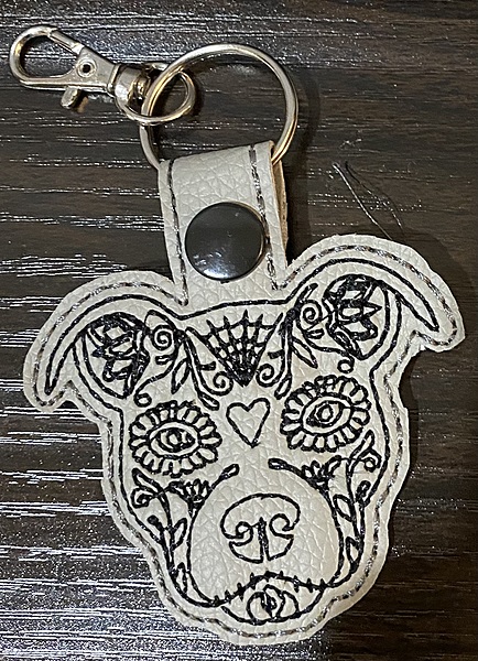 Embroidered Faux Leather Dog Keychain: Customizable Pet Tag