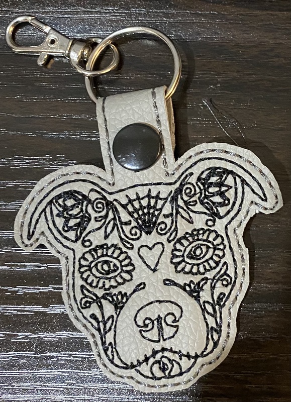 Embroidered Faux Leather Dog Keychain: Customizable Pet Tag