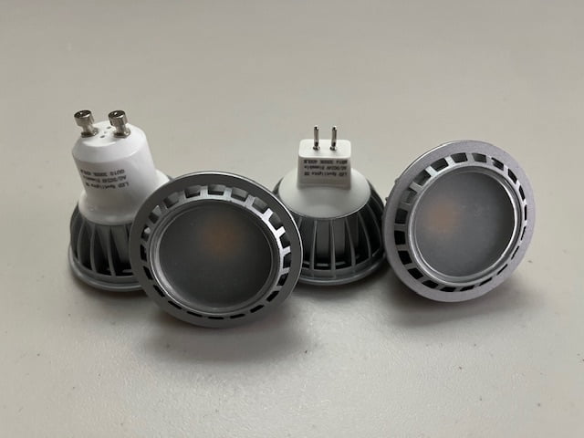 LED BULBS, COB-MR16/GU10, 24V AC/DC, DIMMABLE, 50X46.2MM,ALUMINUM SILVER BODY, FROSTED GLASS