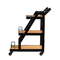 Industrial Bar Trolley with Wooden Shelves & Metal Frame – 3-Tier Portable Mini Bar Cart
