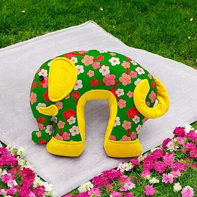 Gối Cổ Voi Hoa Lá - Thủ Công Nhồi Bông, Vải In Hoạ Tiết