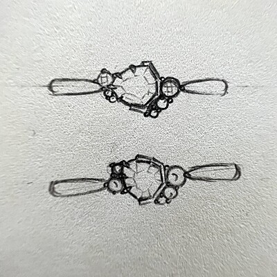 One of a Kind Geometric Trillion Cut Green Sapphire and Diamond Ring