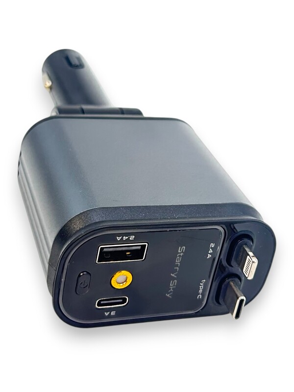 Multi-Port Car Charger - Fast Charging USB & Type-C Adapter with LED Light