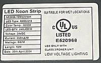 Neon-Flex 0606, 24VDC, 6 Watts/meter, 58LM/W, Dimmable, Cuts 25mm, Top Bend, 