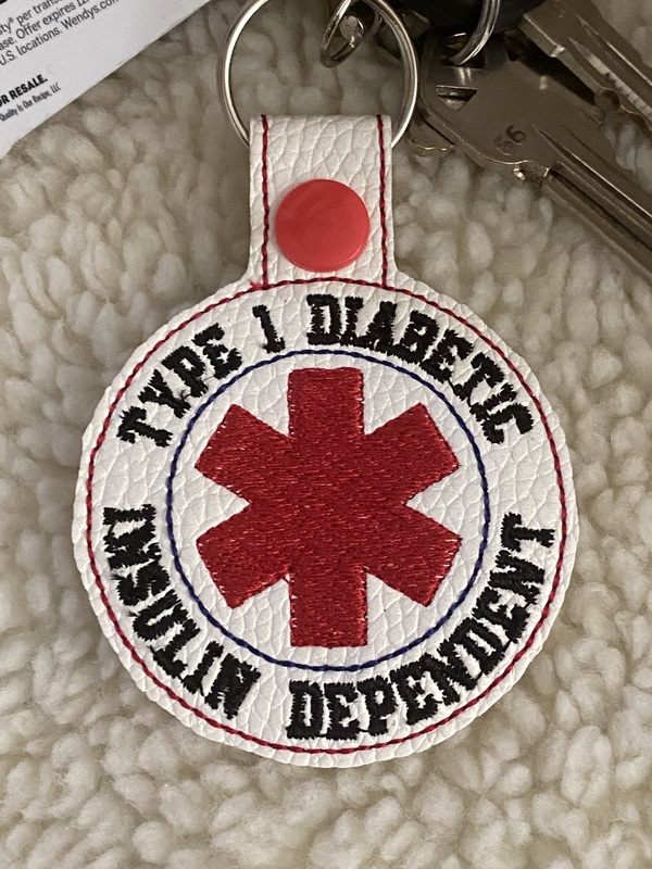 Type 1 Diabetic Insulin Dependent Medical ID Key Chain