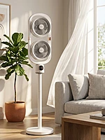 Double-Head Rechargeable Standing Fan with Remote Control