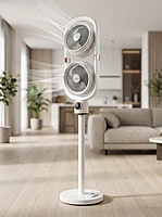 Double-Head Rechargeable Standing Fan with Remote Control