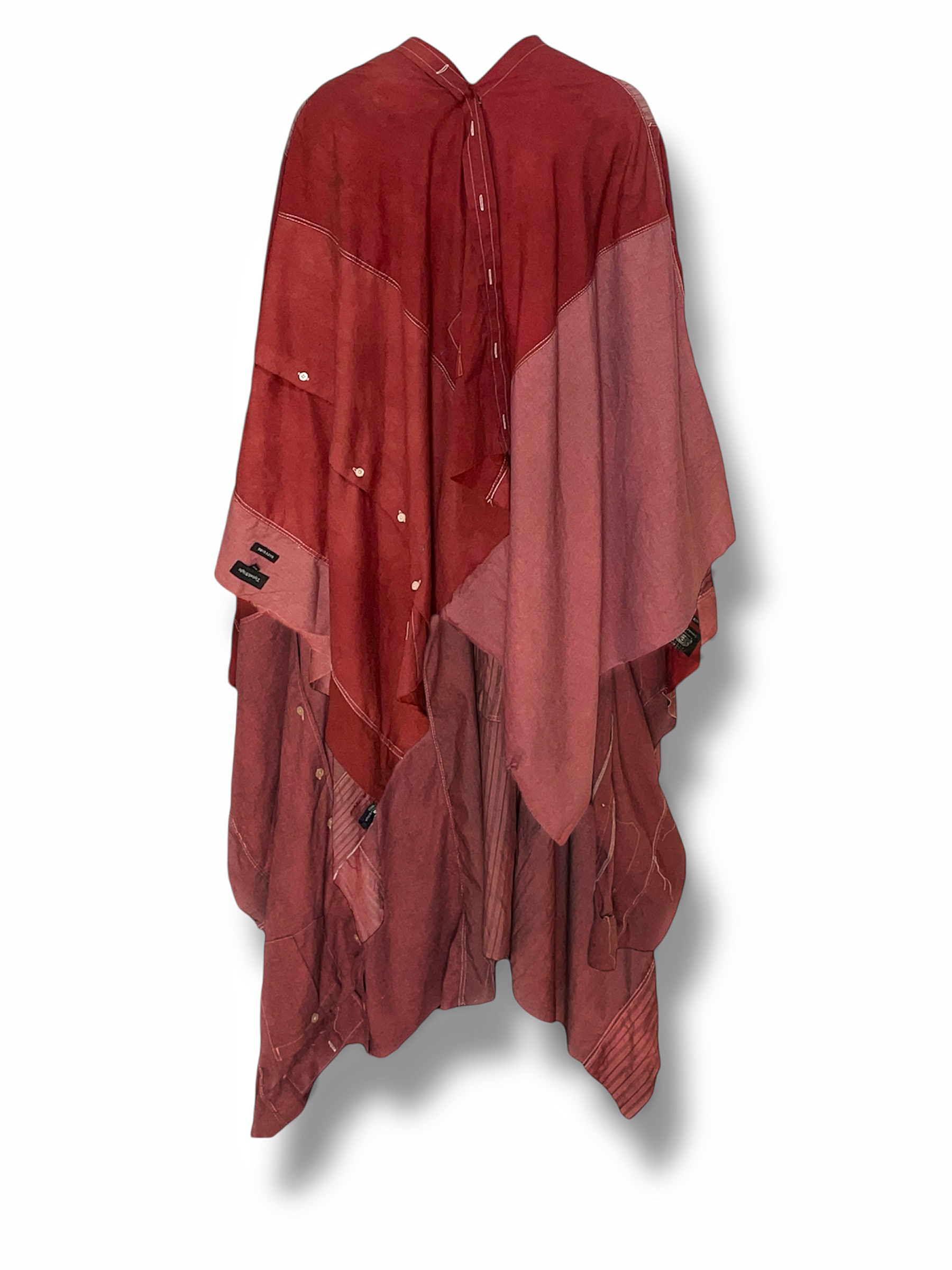 Upcycled Poncho Agbada in Reddish Brown