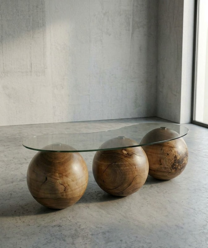 Spherical Ball Glass Coffee Table