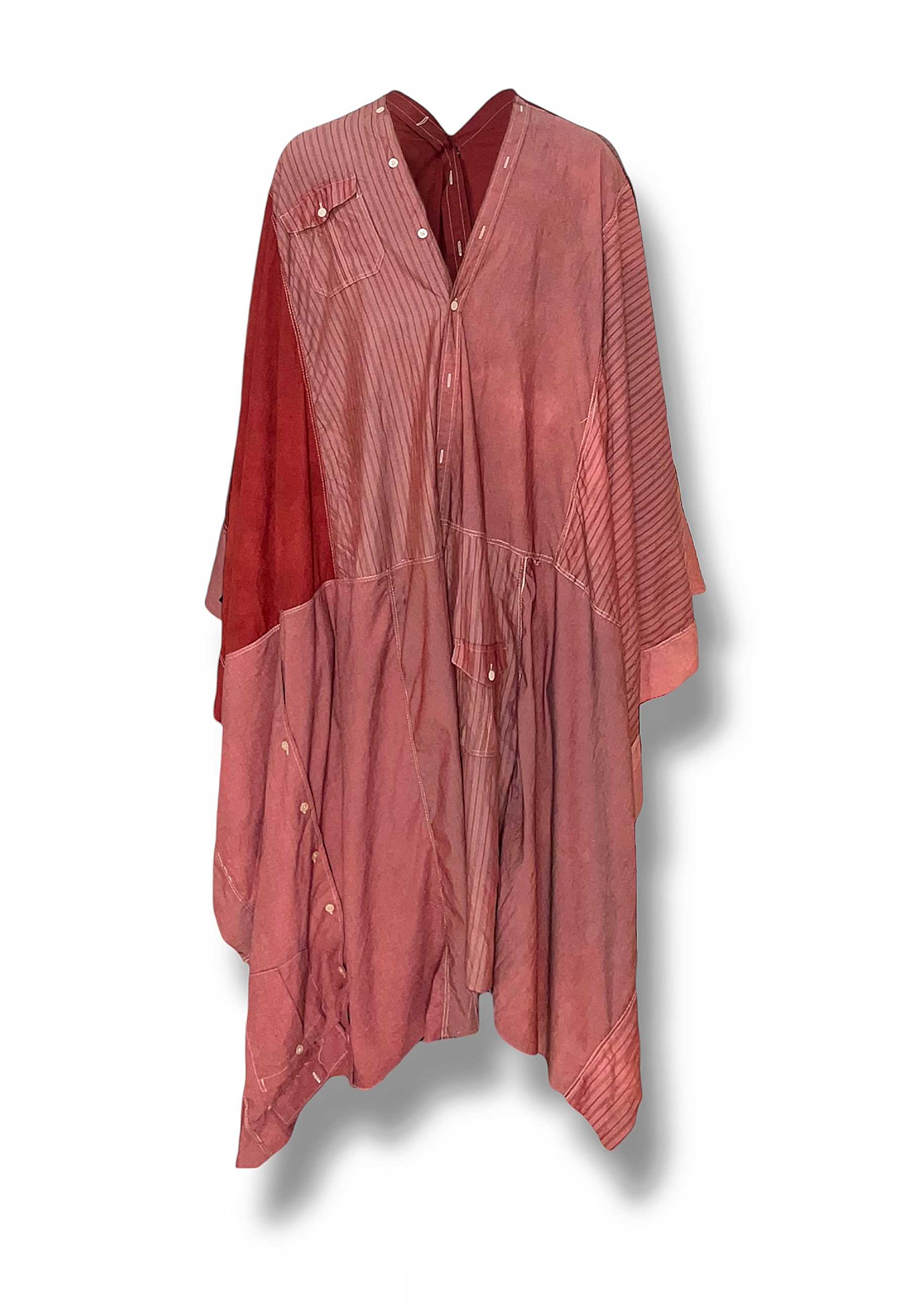 Upcycled Poncho Agbada in Reddish Brown