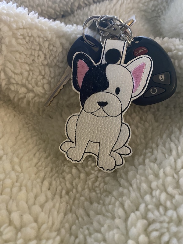 Customizable Faux Leather Dog Keychain: Embroidered Pet Key Fob