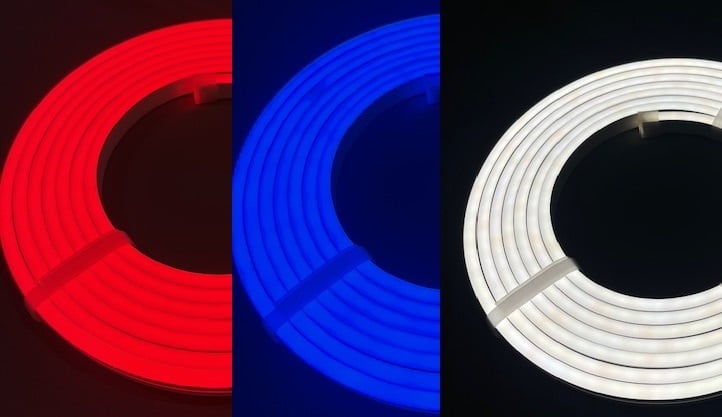 Neon-Flex 0815, 24VDC, 14 Watts/meter, , Dimmable, Cuts 72mm, Side Bend, RGW-SPEX, UL