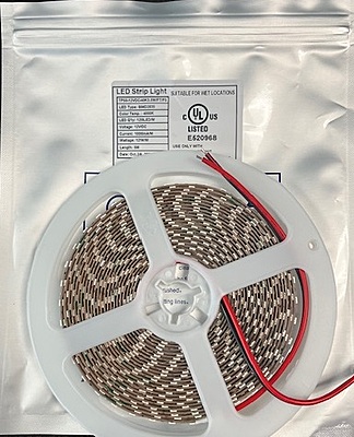 LED Strip 24VDC, UL, 12W/M, 3.5W/FT-2700-6000K, RD/GR/BL, 5MM WIDE