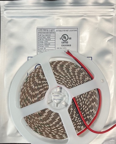LED Strip 24VDC, UL, 12W/M, 3.5W/FT-2700-6000K, RD/GR/BL, 5MM WIDE
