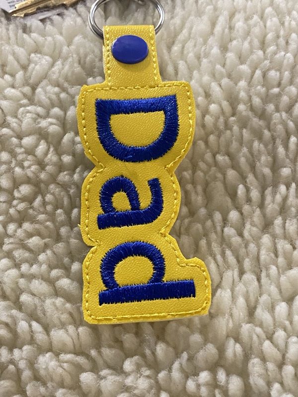 Embroidered Dad Keychain: Faux Leather Snap Tab Key Fob