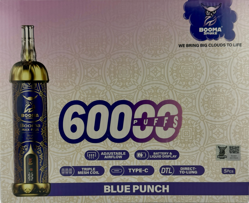 Booma Smoke Plus 60k Blue Punch 5 PACK
