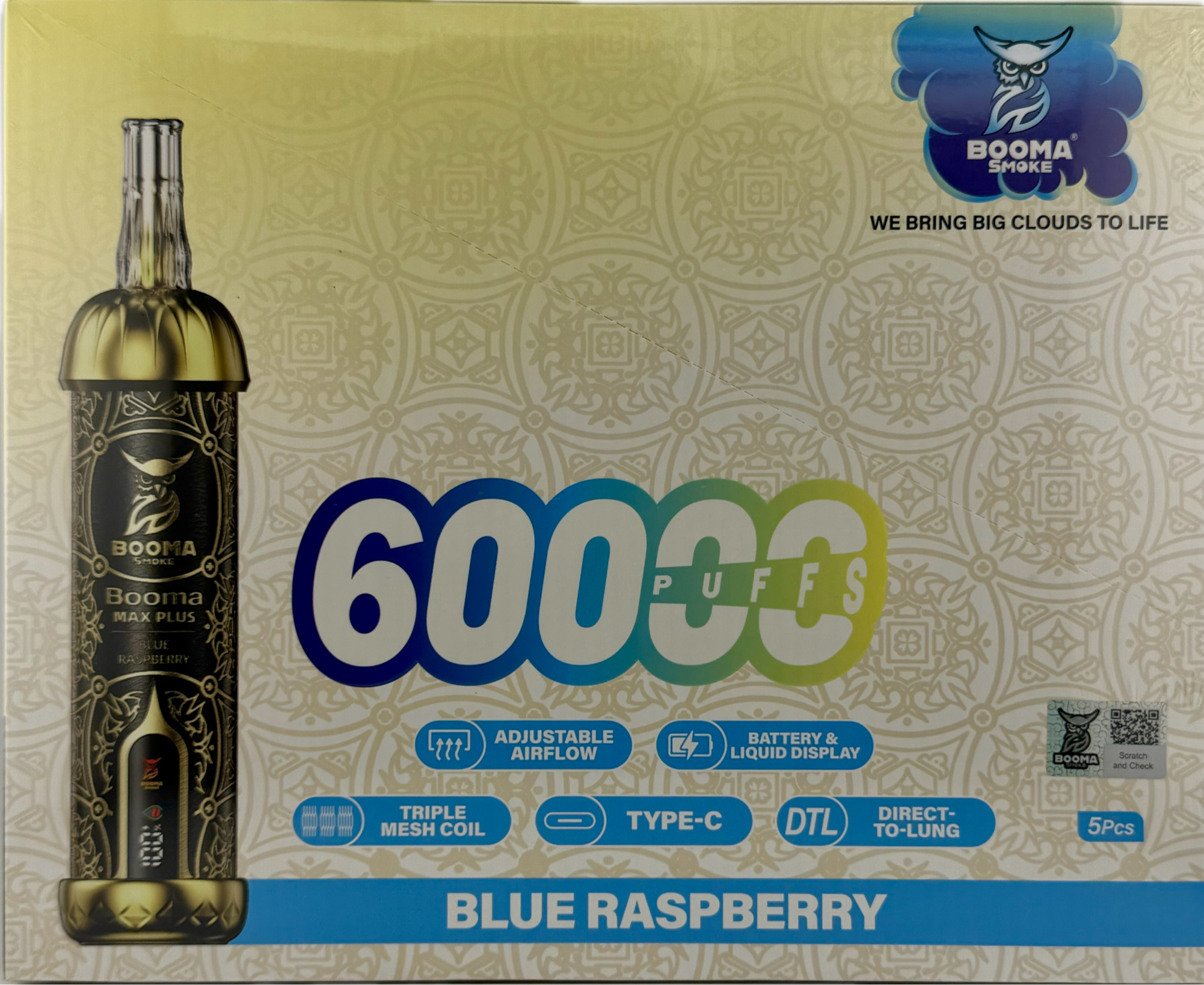 Booma Smoke Plus 60k Blue Raspberry 5 PACK