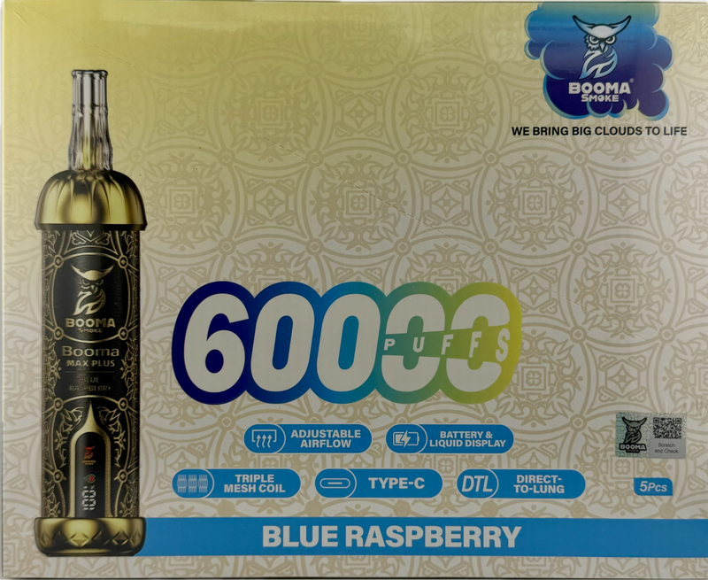 Booma Smoke Plus 60k Blue Raspberry 5 PACK