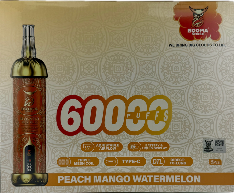 Booma Smoke Plus 60k Peach Mango Watermelon 5 PACK