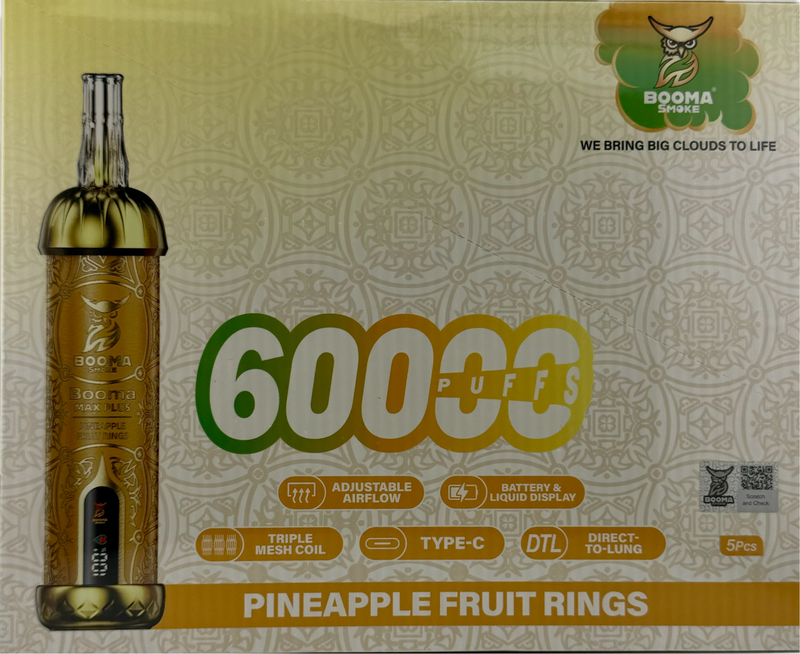 Booma Smoke Plus 60k Pineapple Fruit Rings 5 PACK