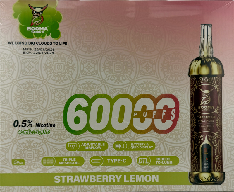 Booma Smoke Plus 60k Strawberry Lemon 5 PACK