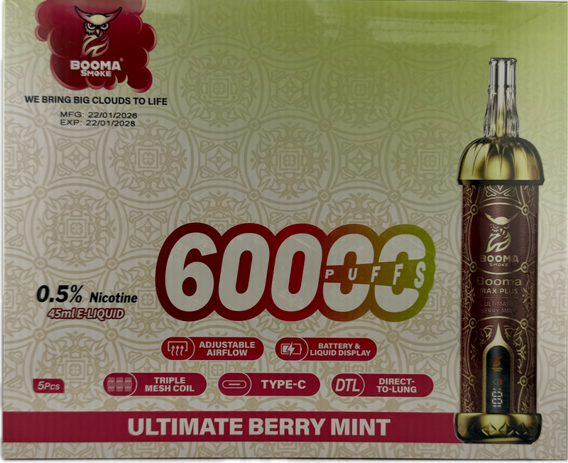 Booma Smoke Plus 60k Ultimate Berry Mint 5 PACK