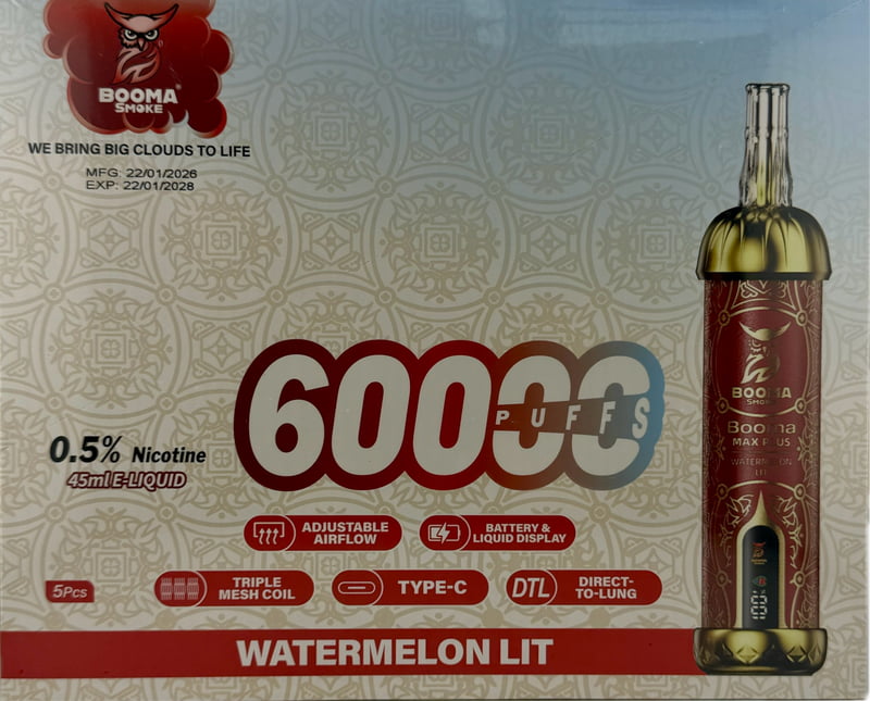 Booma Smoke Plus 60k Watermelon Lit  5 PACK