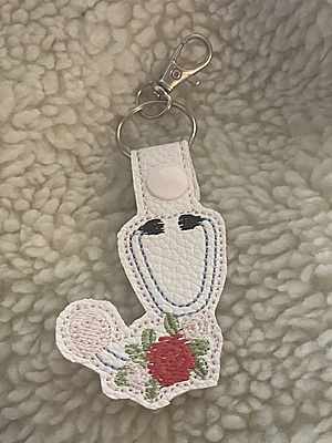 Flower Stethoscope Faux Leather Snap Tab: Embroidered Nurse Key Fob