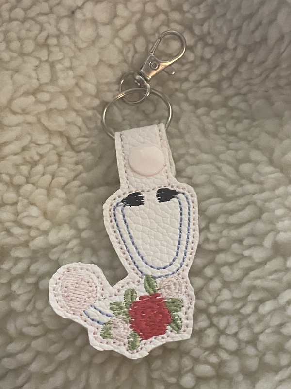 Flower Stethoscope Faux Leather Snap Tab: Embroidered Nurse Key Fob