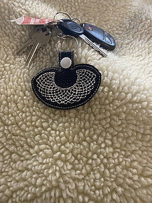 RBG Dissent Collar Keychain: Embroidered Faux Leather Key Fob