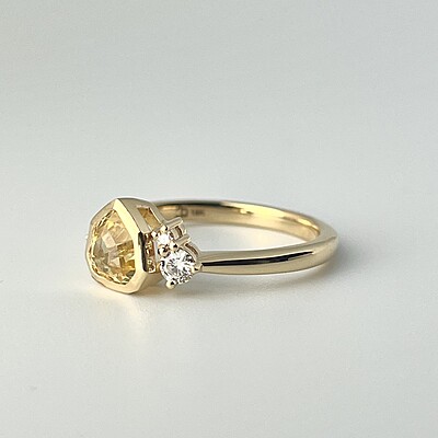 One of a Kind Bright Yellow Sapphire and Diamond Ring