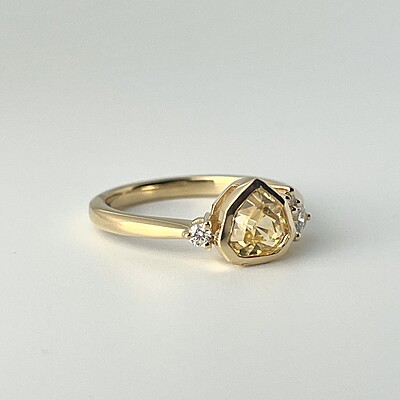 One of a Kind Bright Yellow Sapphire and Diamond Ring