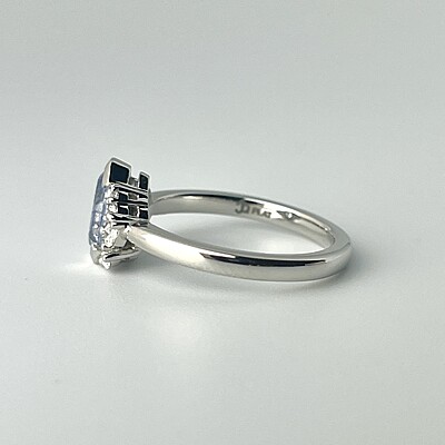 One of a Kind Light Blue Geometric Sapphire and Diamond Ring