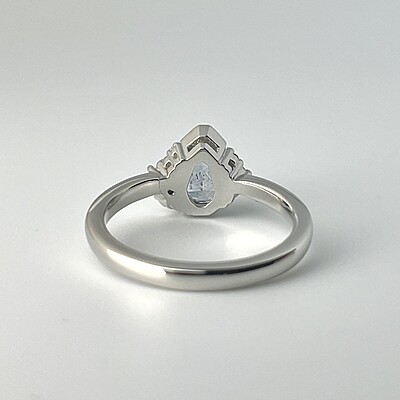 One of a Kind Light Blue Geometric Sapphire and Diamond Ring