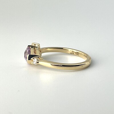 One of a Kind Purple Geometric Sapphire and Diamond Ring