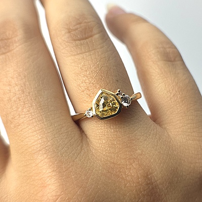 One of a Kind Bright Yellow Sapphire and Diamond Ring