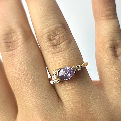 One of a Kind Purple Geometric Sapphire and Diamond Ring