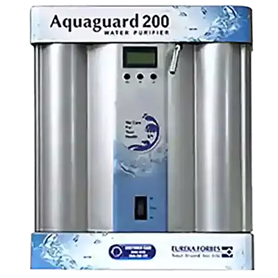 The sleek Aquaguard Pro 200 UV Commercial Water Purifier installed in a modern Delhi office pantry.