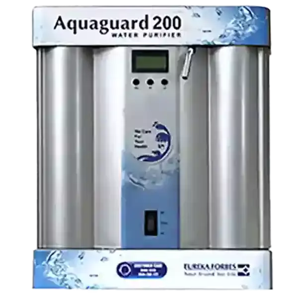 The sleek Aquaguard Pro 200 UV Commercial Water Purifier installed in a modern Delhi office pantry.