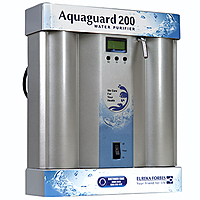 The trusted Aquaguard logo on the front panel of the Pro 200 UV commercial unit.